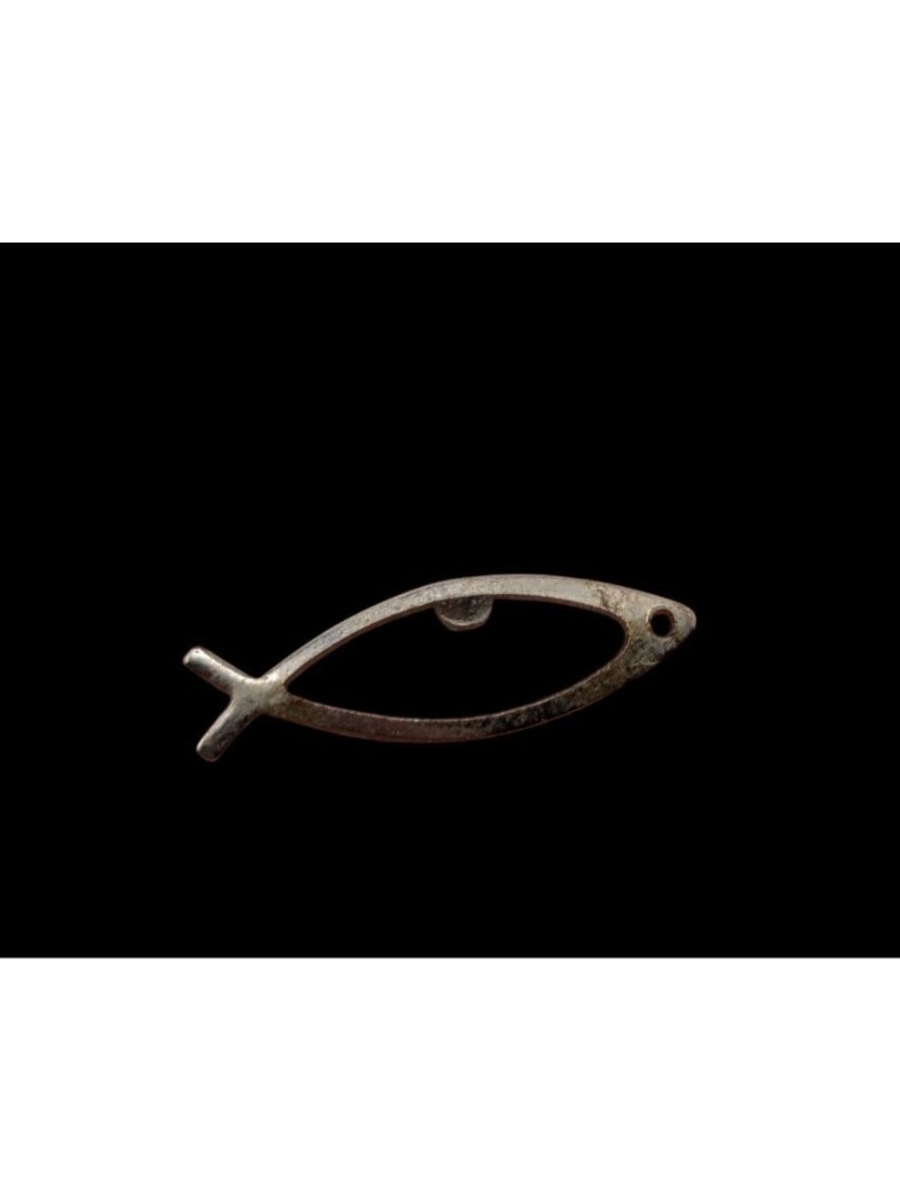 Christian Ichthys Jesus Fish Silver Tone Metal Lapel Pin 1 Inch Light Wear